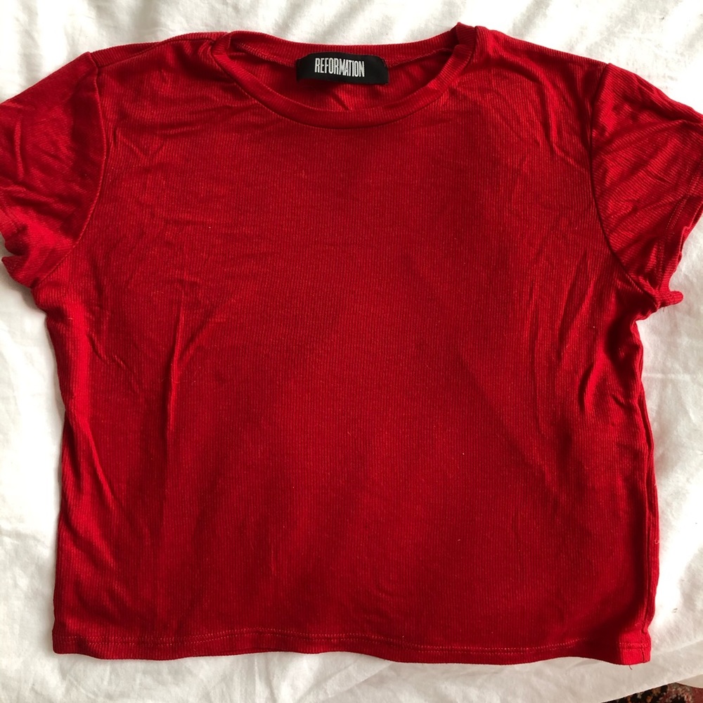Reformation Red Cropped Tee